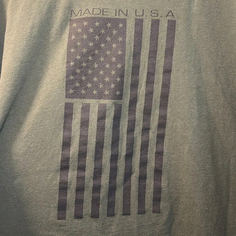 Men’s Army Green “Made in U. S. A.” American Flag Graphic Tee Sz 3XL - Picture 5 of 5